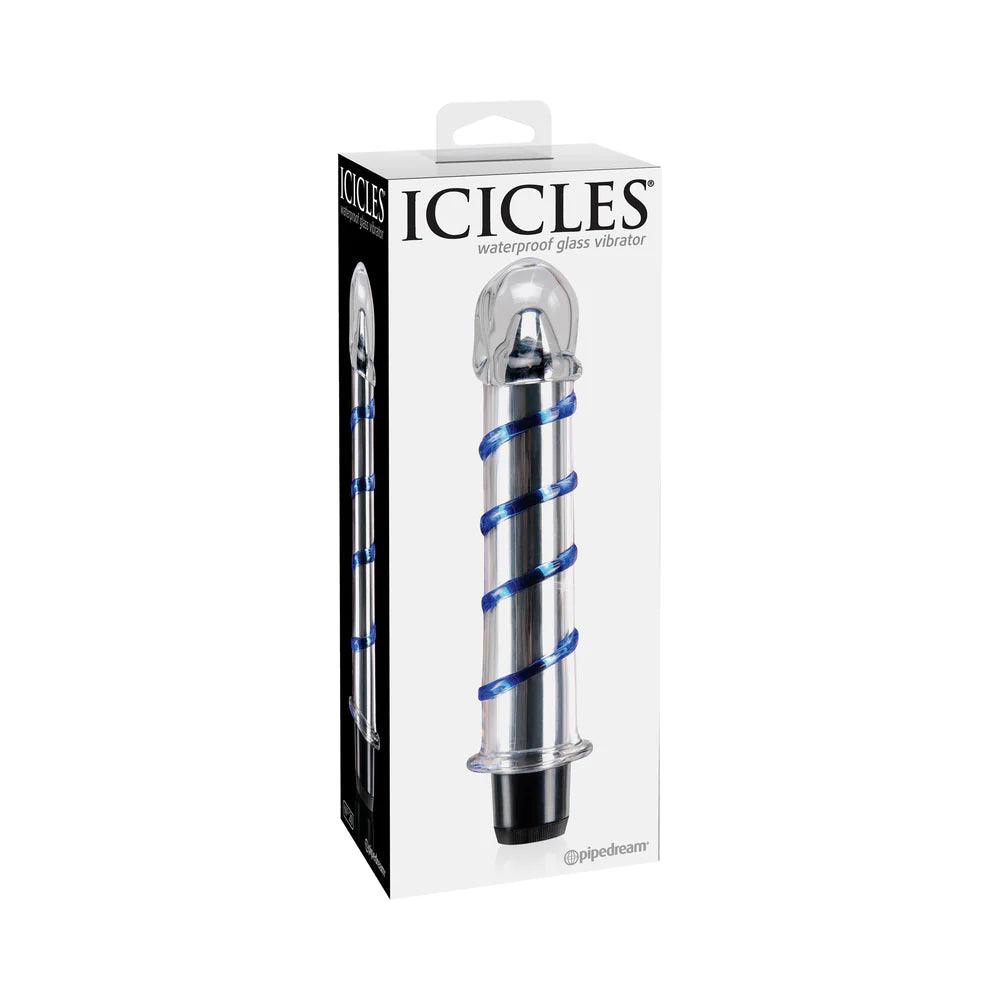 strap-on-dildo-Pipedream Icicles No. 20 Ribbed Vibrating 7.5 in. Glass Dildo