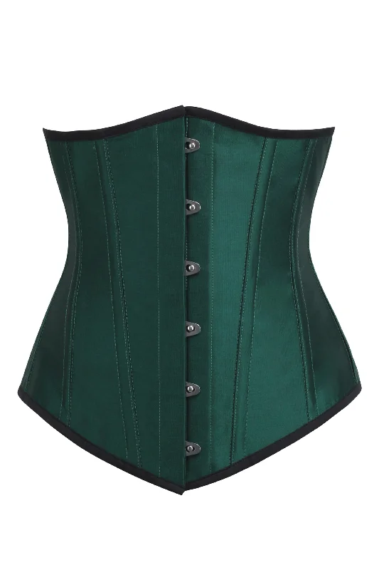 Corset top in damask pattern-Dolores Longline Emerald Green Underbust Corset