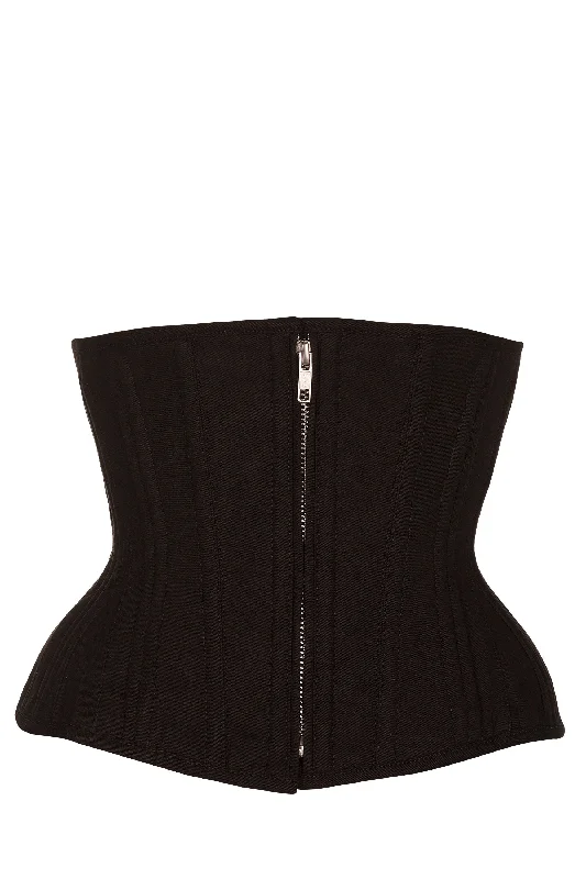 Corset for everyday wear-Gugino Black Cotton Underbust Corset