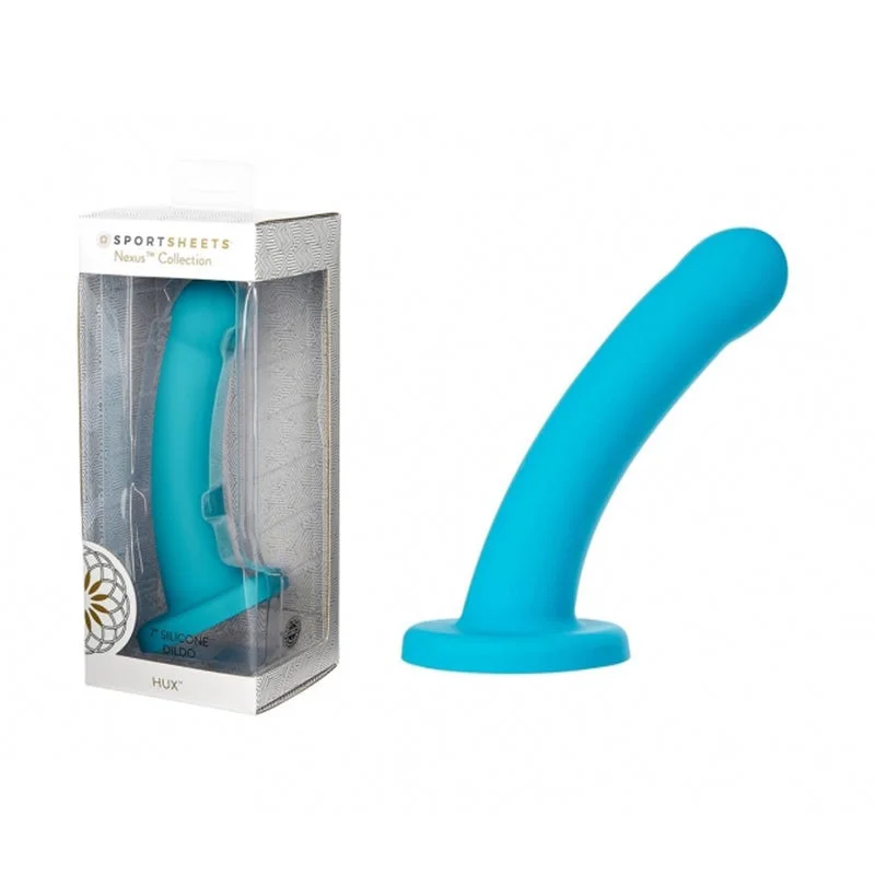 single-speed-dildo-Sportsheets Nexus Collection Hux 7 in. Silicone Dildo with Suction Cup Turquoise