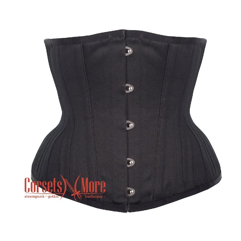 Corset top with balloon sleeves-Plus Size Black Cotton Underbust Corset Gothic Costume Bustier Top