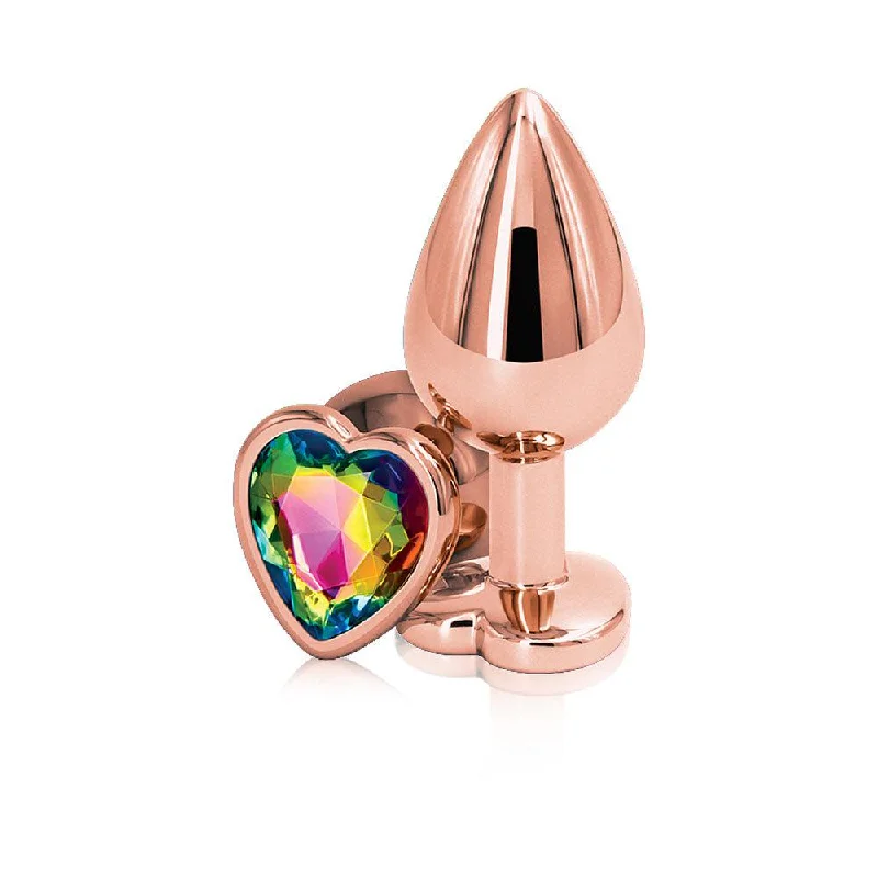 Travel-sized sex toys-Rear Assets - Rose Gold Heart - Medium - Rainbow