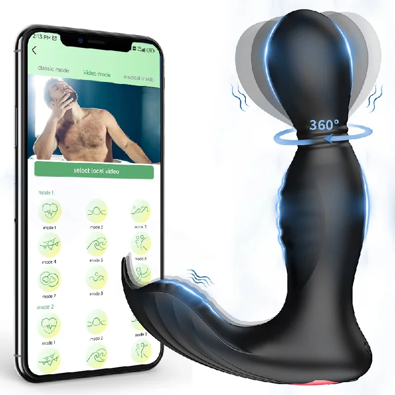 Vibrator full warranty-APP Controlled Prostate Massgaer - 360° Rotation Clamp Vibrating Butt Plug Panty Vibrator