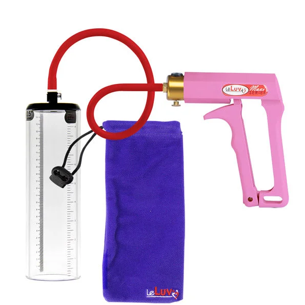 cock ring tear resistant-LeLuv Maxi Premium Penis Pump - Pink Handle, Red Silicone Hose - Thick-Walled Cylinder