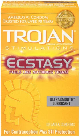 Thrusting rabbit vibrators-Trojan Ultra Ribbed Ecstasy Ultrasmooth - 10 Pack