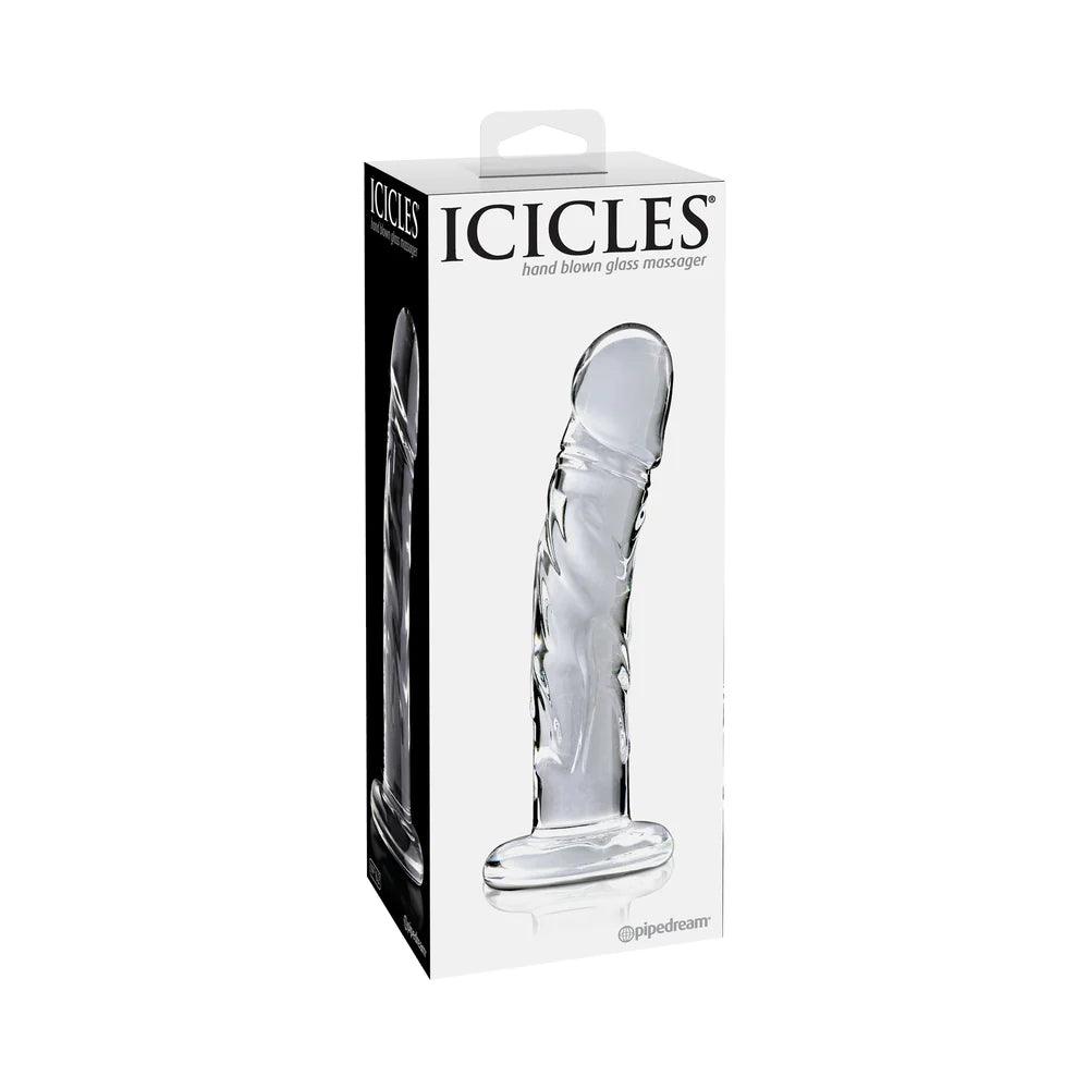 medical-grade-dildo-Pipedream Icicles No. 62 Curved Realistic 6.5 in. Glass Dildo