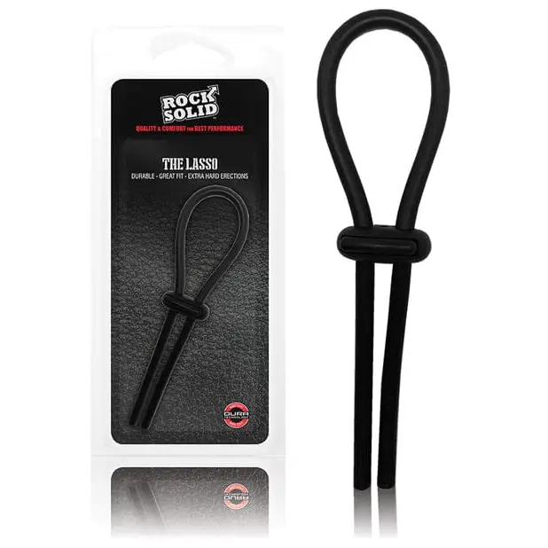 cock ring synthetic blend-Rock Solid Lasso Cockring - Black