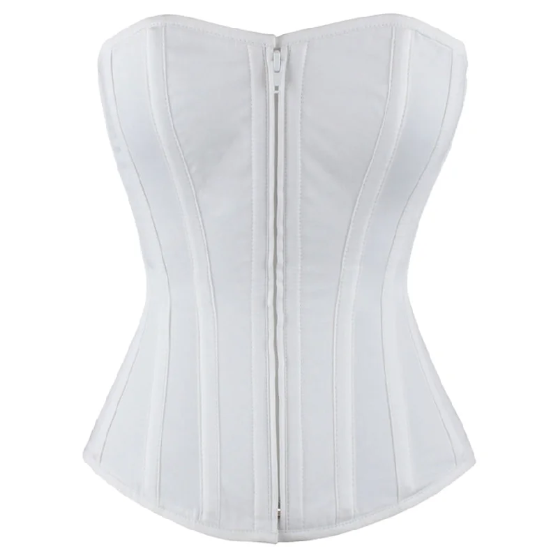 Corset in gothic design-Ruiz White Cotton Overbust Corset