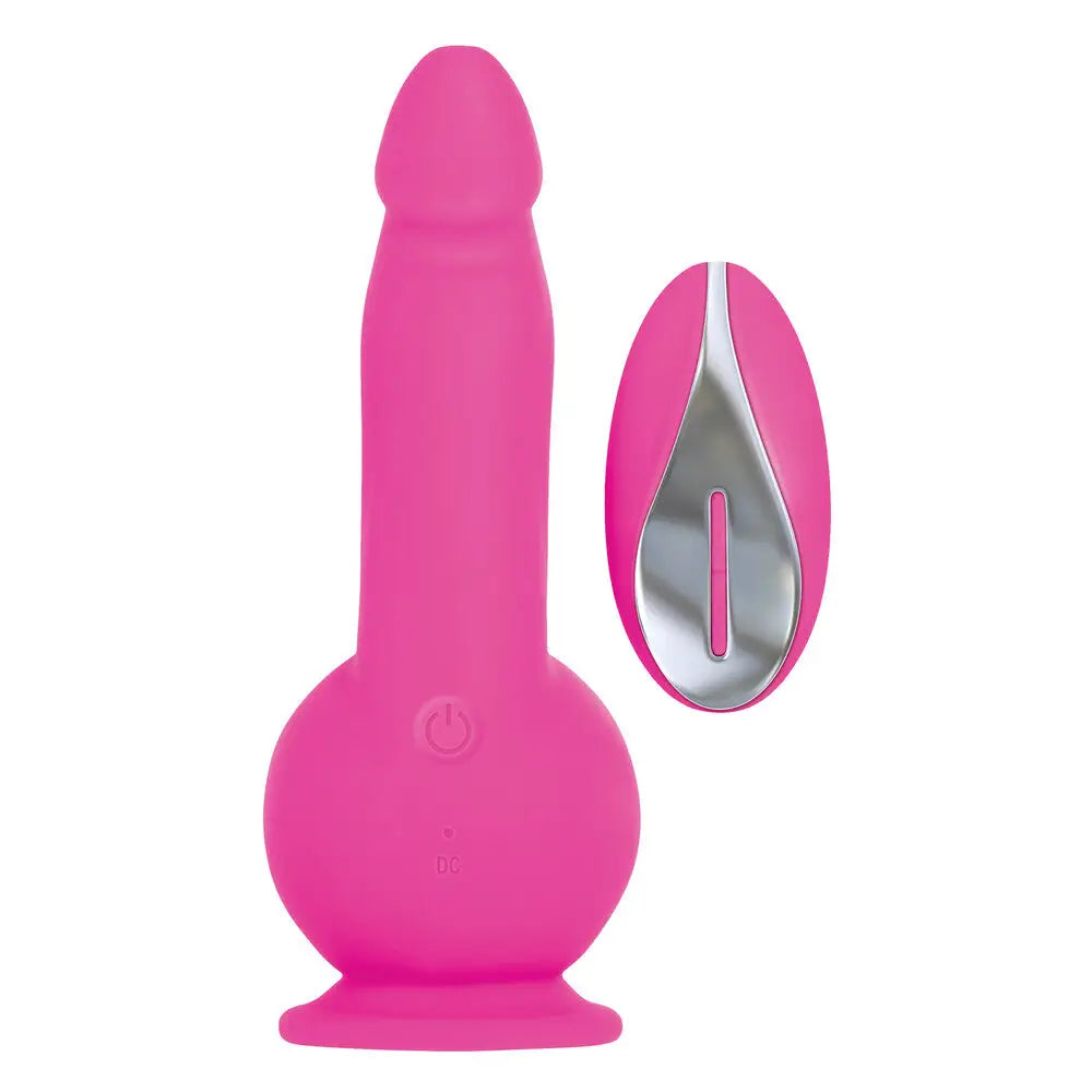 rubber-dildo-7.55-inch Evolved Silicone Pink Vibrating Penis Dildo with Remote