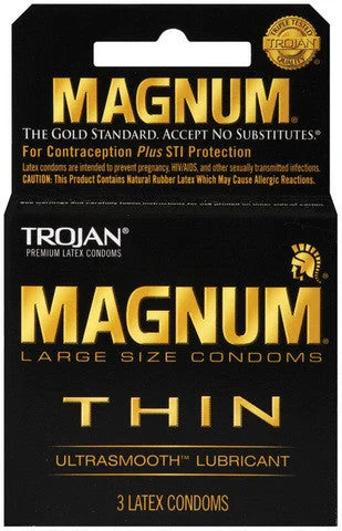 Realistic dildos with suction-Trojan Magnum Thin Lubricated Condoms - 3 Pack