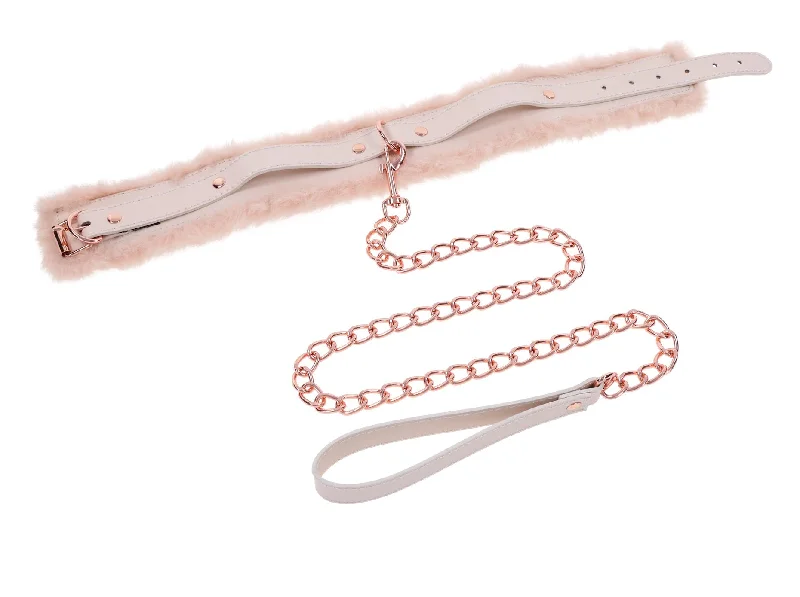 BDSM toy harness discounts-Peaches ‘N Creame Fur Collar and Leash - Pink