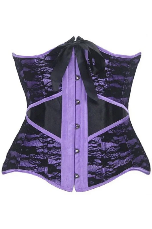 Corset in vintage style-Herzer Purple Satin With Black Underbust Corset