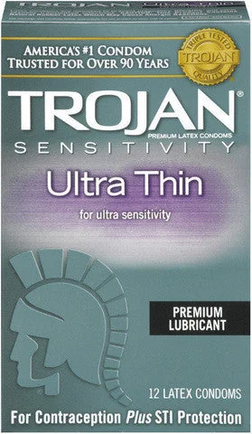 Flexible silicone vibrators-Trojan Ultra Thin Lubricated Condoms - 12 Pack