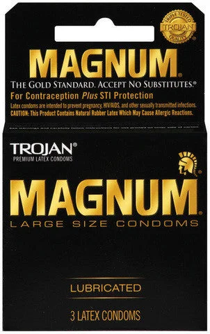 Discreet sex toy storage-Trojan Magnum Large Size Condoms - 3 Pack