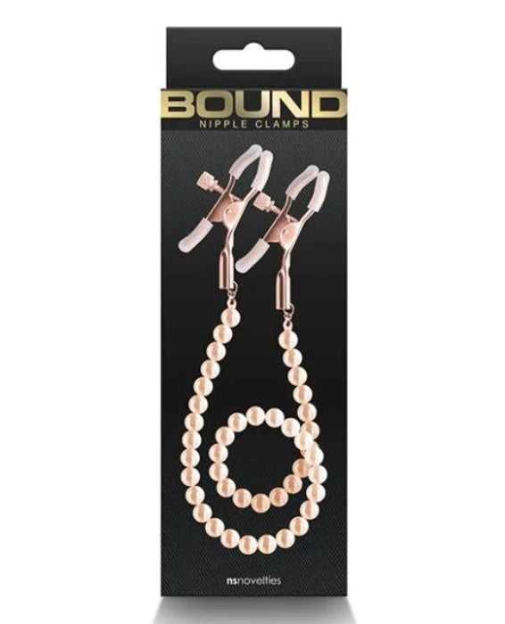 Luxury thrusting dildos-Bound ''DC1'' Beads Nipple Clamps -Rose Gold