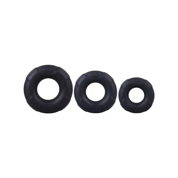 cock ring metallic finish-In A Bag C-ring Set - Black