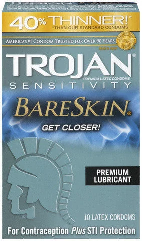 Clit suction toys-Trojan Sensitivity Bareskin - 10 Pack