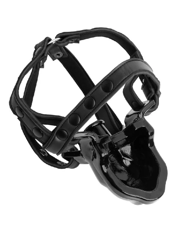 Leather BDSM toy restraints-Watersport Mouth Gag with Adjustable Neoprene Straps, Black