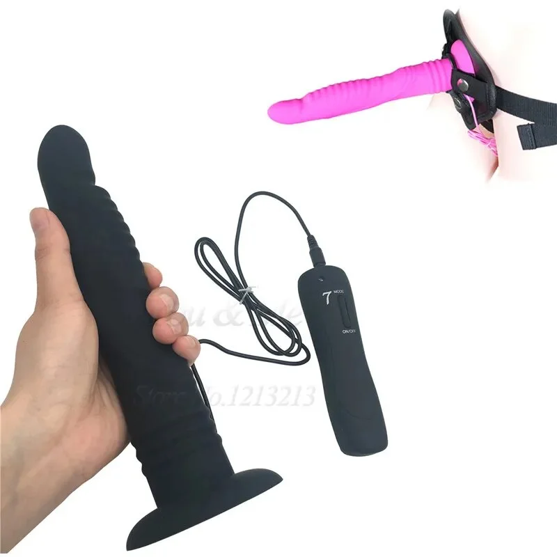 Vibrator fine silicone-Realistic Big Dildo 7 Speeds Vibrator Silicone Strap on Huge Dildo Suction Cup Anal Vibrators Butt Plug Adult Sex Toys for Woman