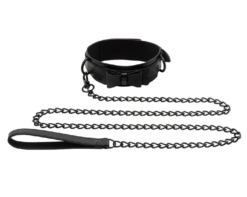 BDSM toy restraint deals-Bow Tie Collar & Leash - Black