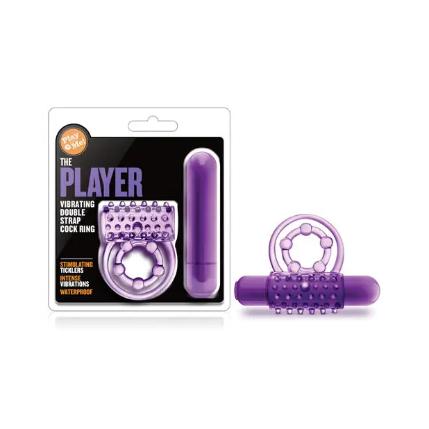 cock ring valentines-Blush Play with Me The Player Vibrating Double Strap Cockring Purple