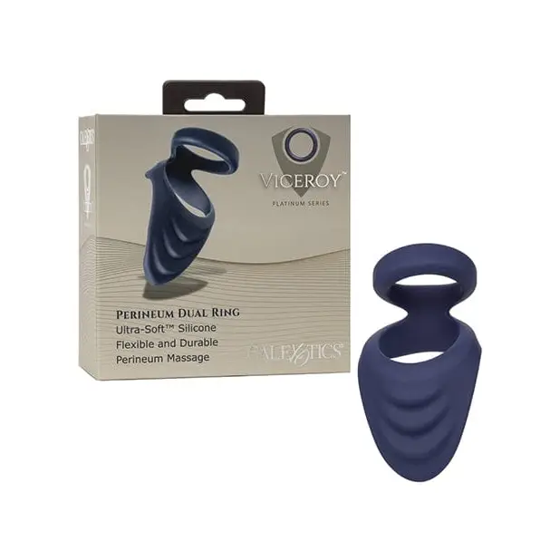 cock ring pre order-Viceroy Perineum Dual Ring - Blue