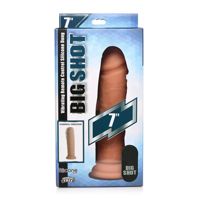 multi-speed-dildo-Curve Toys Big Shot Rechargeable Remote-Controlled 7 in. Vibrating Silicone Dildo with Suction Cup Light