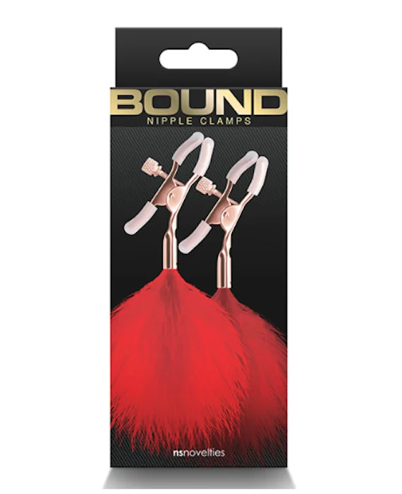 Mini thrusting dildos-Bound ''F1'' Feather Nipple Clamps -Red