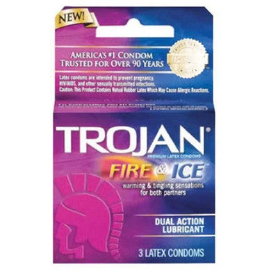 Soft silicone anal toys-Trojan Fire And Ice Dual Action Lubricated Condoms - 3 Pack