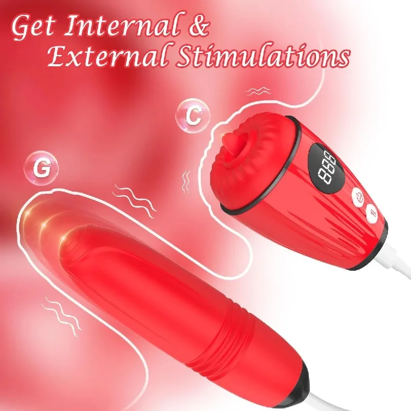 Vibrator upscale feel-Clit Licking Stimluator Thrusting Anal Dildo Vibrator 2-in-1 Sex Toys for Women