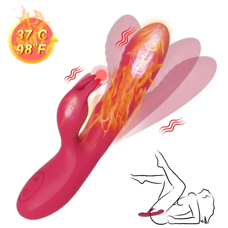 Vibrator elite design-Rabbit Clitoral G Spot Vibrator - Auto Heat Clit Nipple Clamps Vibrating Prostate Massager