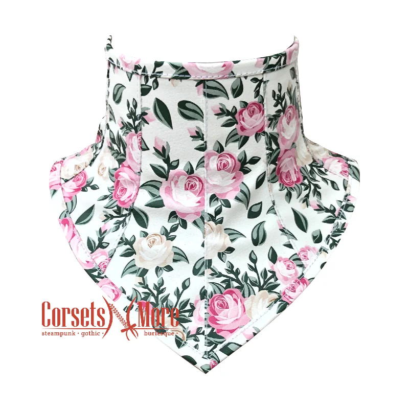 Corset for sleek silhouette-Floral Printed Neck Choker Corset Collar Stays