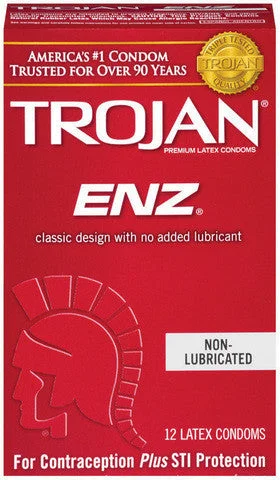 USB rechargeable dildos-Trojan ENZ Non-Lubricated Condoms - 12 pack