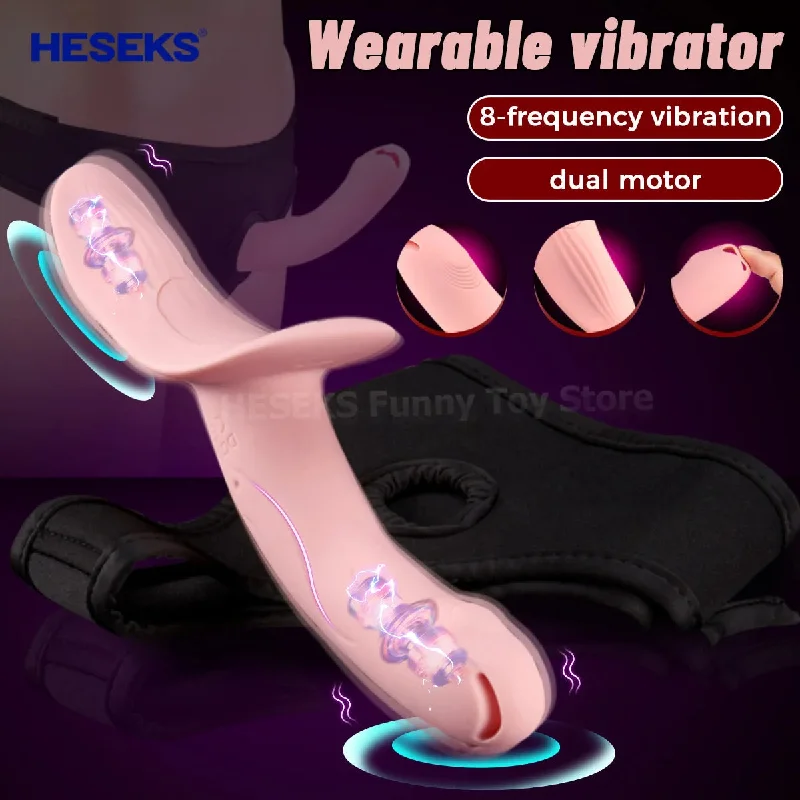 Vibrator top pick-Lesbian Strapon Vibrating Dildo - Double End Pink Anal Dildo G Spot Vibrator Clit Stimulator