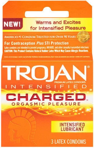 Realistic penis vibrators-Trojan Intensified Charged Orgasmic Pleasure Condoms - 3 Pack