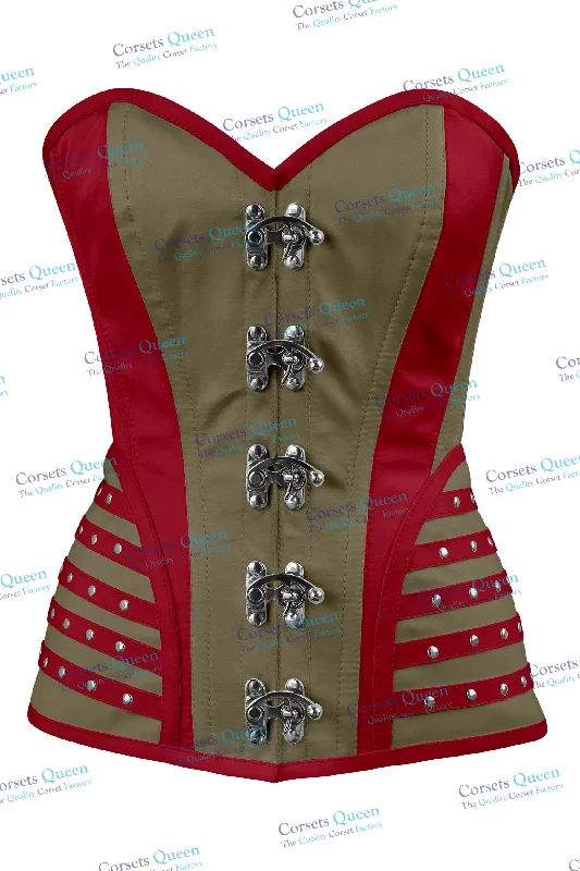 Corset in warm taupe-Savgil Satin Overbsut Corset