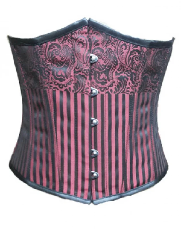 Corset for dance costumes-Pink and Black Underbust brocade corset Costume For Halloween Top