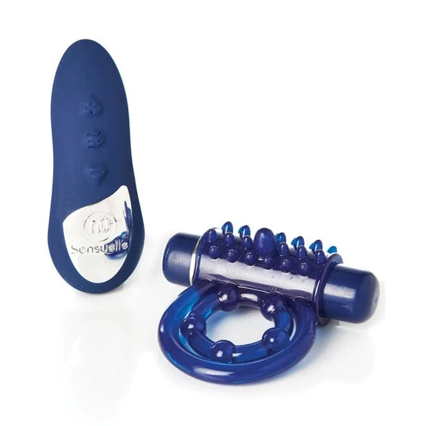 Vibrator muted sound-Nu Sensuelle - Remote Control Rechargeable Bullet Vibrator Cock Ring (Blue)