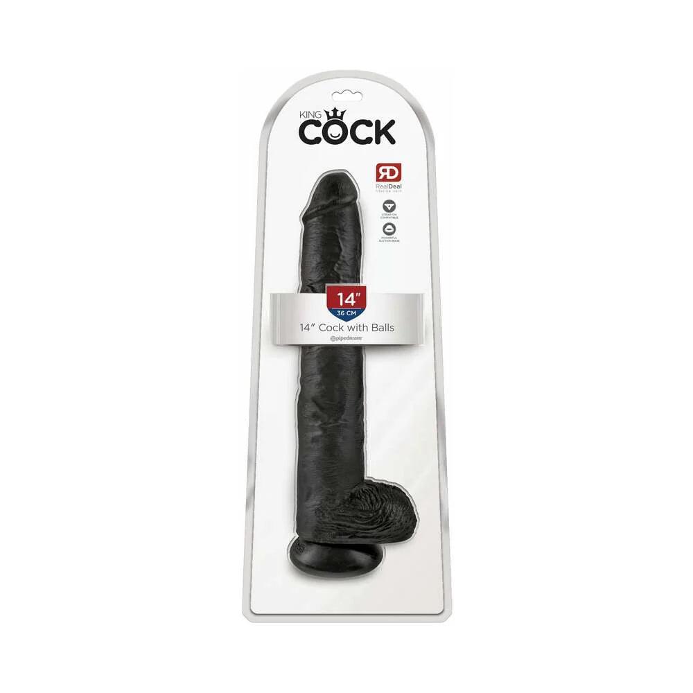 UV-reactive-dildo-Pipedream King Cock 14 in. Cock With Balls Realistic Suction Cup Dildo