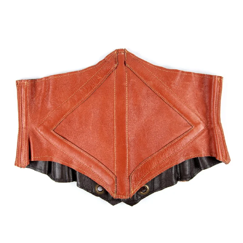 Corset with draped fabric-Raw Reversible Diamond Cut Leather Cincher Corset Belt