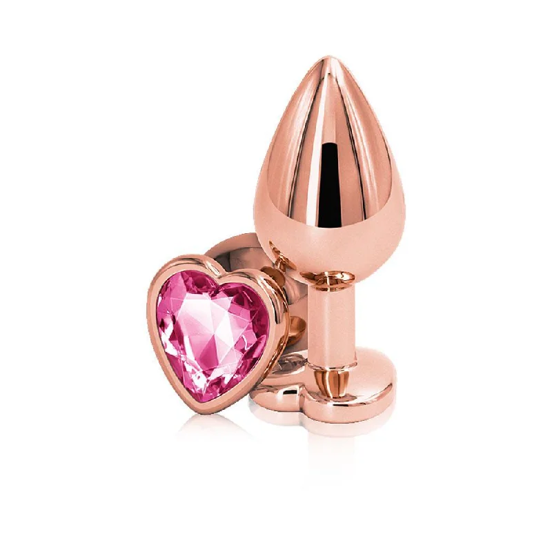 Sex toys with suction base-Rear Assets - Rose Gold Heart - Medium - Pink