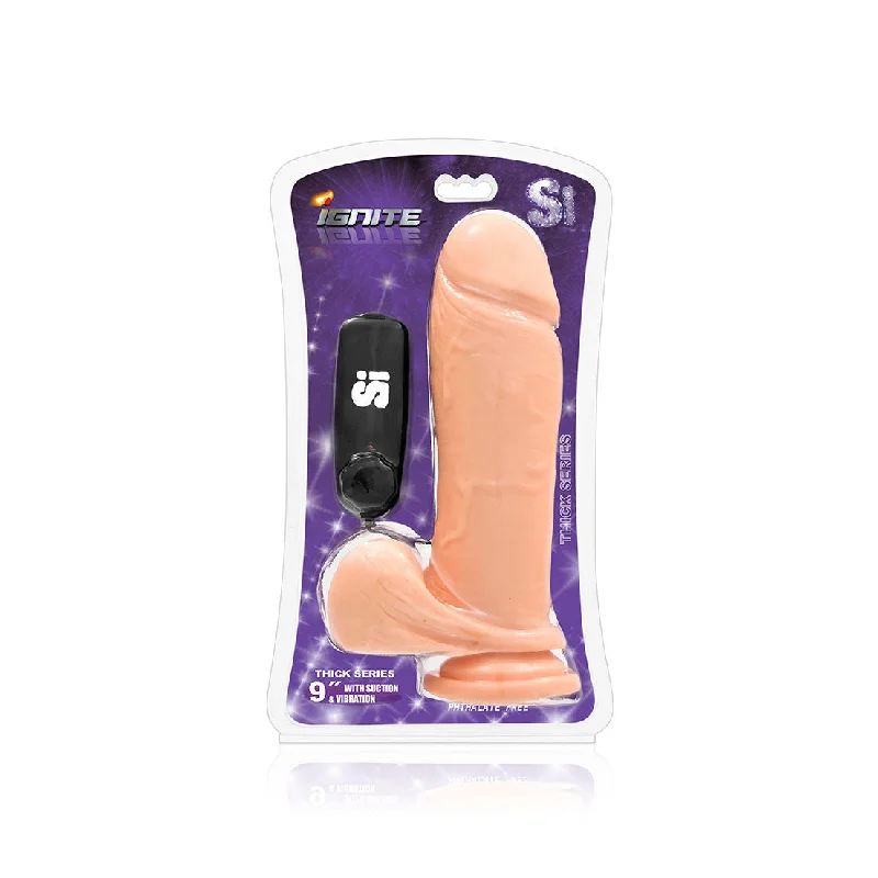 Vibrator perfect gift-9 Inch Thick Cock W/balls and Egg With Suction - Vanilla