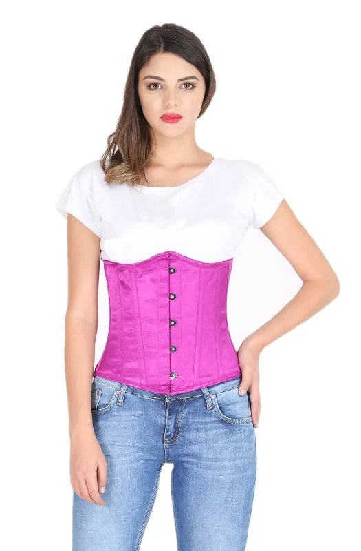 Corset for body sculpting-Purple Satin Corset Gothic Burlesque Costume Waist Training Underbust Bustier Top