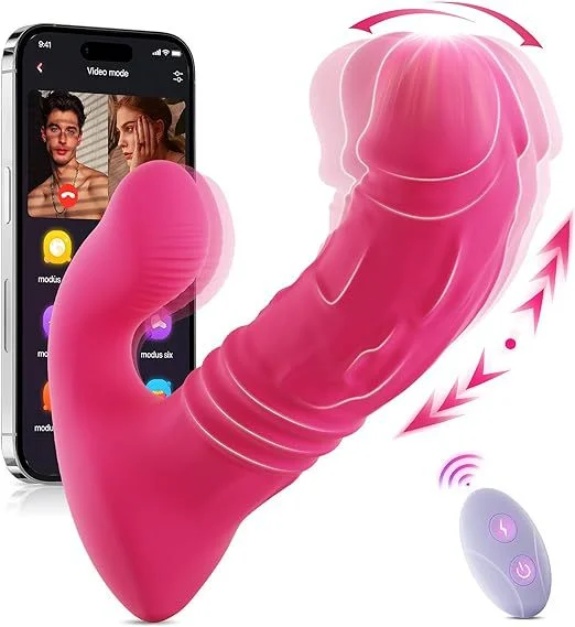 Vibrator top choice-APP Controlled Thrusting Anal Dildo Clit Stimulator - Remoter Wearable G Spot Vibrator