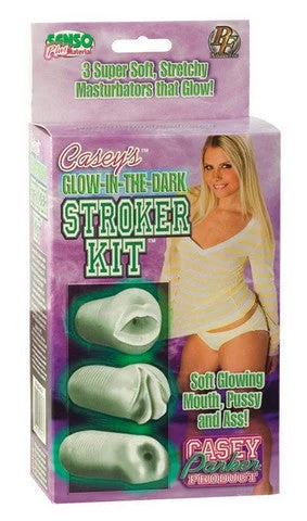 Vibrating toys for men-Casey's Glow In The Dark Stroker Kit