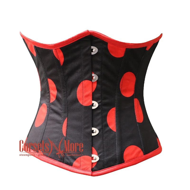 Corset in rose gold-Plus Size Printed Black Red Polka Satin Waist Training Underbust Corset