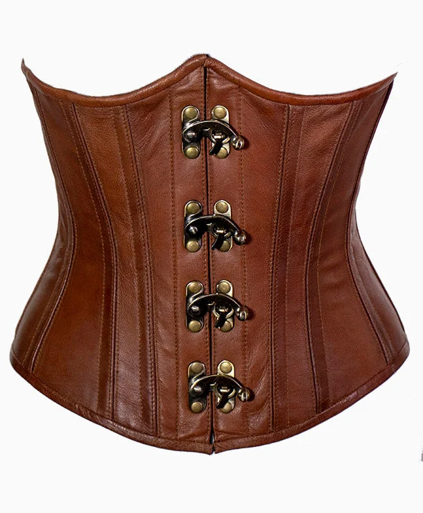 Corset in dark emerald-Cersei Underbust Corset in Natural Leather