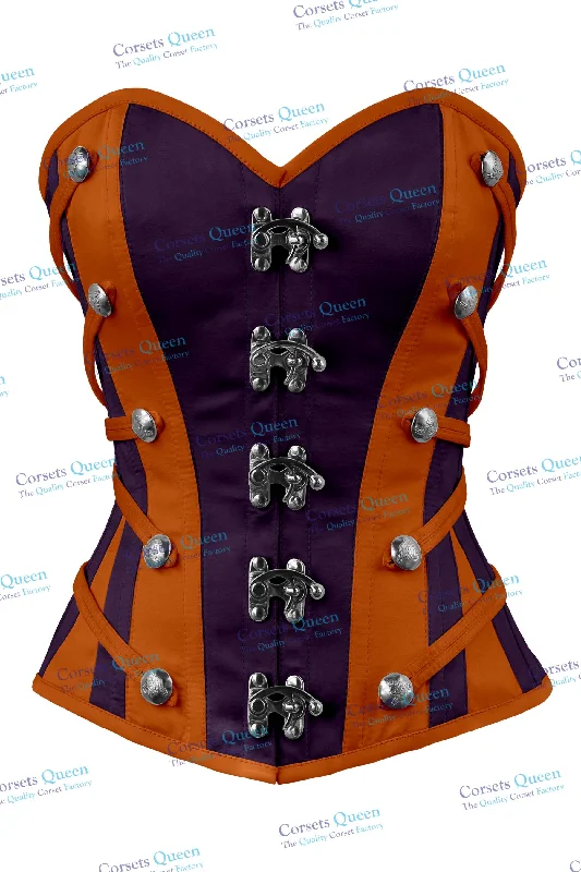 Corset in plus size range-Jolanta Satin Overbust Corset With Buckles