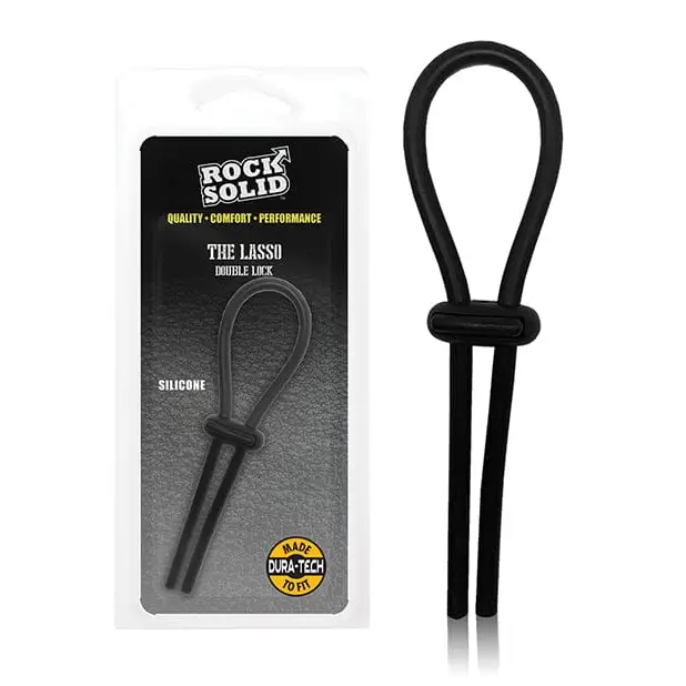 cock ring ornamental-Rock Solid Lasso Single Adjustable Lock Black Silicone