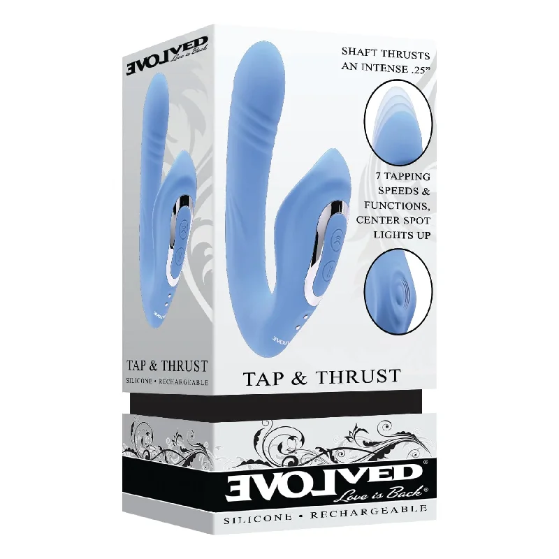 Vibrator travel size-Evolved - Tap and Thrust Curved Vibrator (Blue)